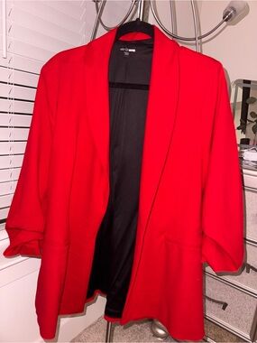 Fashion Nova Women's Red Open Blazer with Shawl Collar